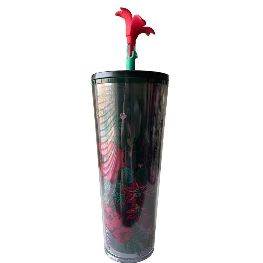 NWT 2022 Venti Woodland Berry Tumbler W/ Silicon Flower Straw Topper